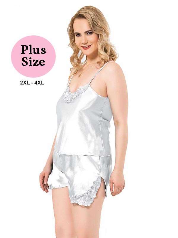 Σατέν Babydoll Plus Size Λευκό