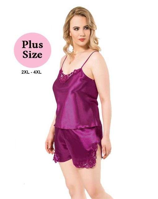 Σατέν Babydoll Plus Size Mωβ