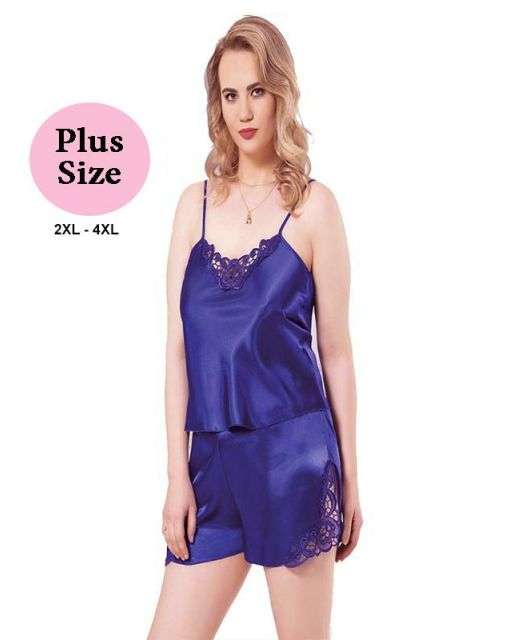 Σατέν Babydoll Plus Size Μπλε