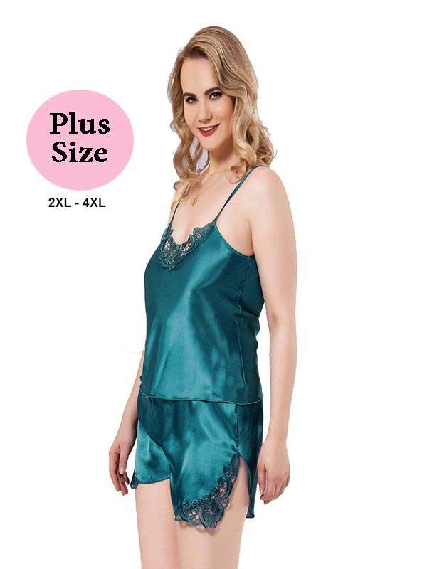 Σατέν Babydoll Plus Size Πράσινο