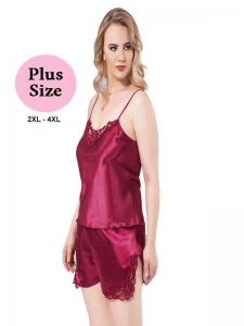 Σατέν Babydoll Plus Size Μπορντό